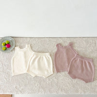 Load image into Gallery viewer, 2 Pieces Set Baby Kid Girls Solid Color Tank Tops And Shorts Wholesale 240802372
