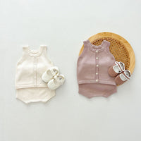 Load image into Gallery viewer, 2 Pieces Set Baby Kid Girls Solid Color Tank Tops And Shorts Wholesale 240802372
