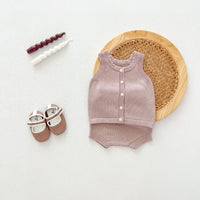 Load image into Gallery viewer, 2 Pieces Set Baby Kid Girls Solid Color Tank Tops And Shorts Wholesale 240802372
