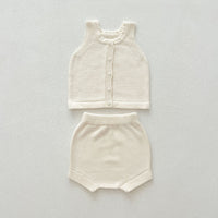 Load image into Gallery viewer, 2 Pieces Set Baby Kid Girls Solid Color Tank Tops And Shorts Wholesale 240802372
