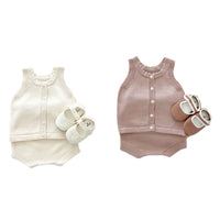 Load image into Gallery viewer, 2 Pieces Set Baby Kid Girls Solid Color Tank Tops And Shorts Wholesale 240802372
