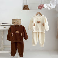 Load image into Gallery viewer, 2 Pieces Set Baby Kid Girls Boys Solid Color Cartoon Tops And Pants Wholesale 240802373
