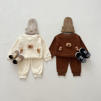 Load image into Gallery viewer, 2 Pieces Set Baby Kid Girls Boys Solid Color Cartoon Tops And Pants Wholesale 240802373
