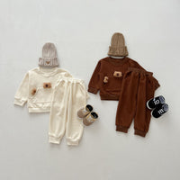 Load image into Gallery viewer, 2 Pieces Set Baby Kid Girls Boys Solid Color Cartoon Tops And Pants Wholesale 240802373
