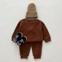 Load image into Gallery viewer, 2 Pieces Set Baby Kid Girls Boys Solid Color Cartoon Tops And Pants Wholesale 240802373
