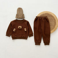 Load image into Gallery viewer, 2 Pieces Set Baby Kid Girls Boys Solid Color Cartoon Tops And Pants Wholesale 240802373
