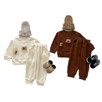 Load image into Gallery viewer, 2 Pieces Set Baby Kid Girls Boys Solid Color Cartoon Tops And Pants Wholesale 240802373
