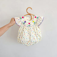 Load image into Gallery viewer, Baby Girls Flower Polka dots Rompers Wholesale 24080238
