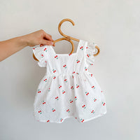 Load image into Gallery viewer, Baby Girls Fruit Embroidered Dresses Wholesale 24080240

