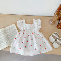 Load image into Gallery viewer, Baby Girls Fruit Embroidered Dresses Wholesale 24080240
