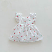 Load image into Gallery viewer, Baby Girls Fruit Embroidered Dresses Wholesale 24080240
