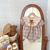 Load image into Gallery viewer, Baby Girls Checked Cartoon Rompers Wholesale 24080249
