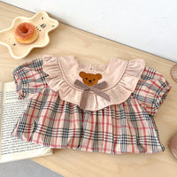 Load image into Gallery viewer, Baby Girls Checked Cartoon Rompers Wholesale 24080249
