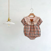 Load image into Gallery viewer, Baby Girls Checked Cartoon Rompers Wholesale 24080249
