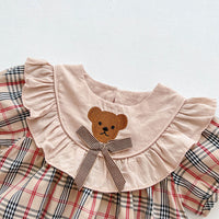 Load image into Gallery viewer, Baby Girls Checked Cartoon Rompers Wholesale 24080249
