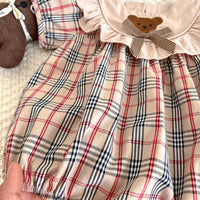 Load image into Gallery viewer, Baby Girls Checked Cartoon Rompers Wholesale 24080249
