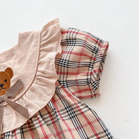 Load image into Gallery viewer, Baby Girls Checked Cartoon Rompers Wholesale 24080249
