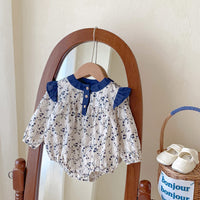 Load image into Gallery viewer, Baby Girls Flower Print Rompers Wholesale 24080253
