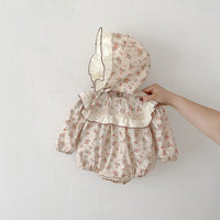 Load image into Gallery viewer, 2 Pieces Set Baby Girls Flower Print Rompers And Hats Wholesale 24080270
