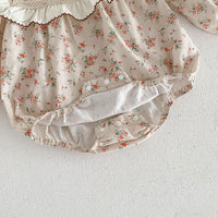 Load image into Gallery viewer, 2 Pieces Set Baby Girls Flower Print Rompers And Hats Wholesale 24080270
