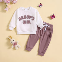 Load image into Gallery viewer, 2 Pieces Set Baby Kid Girls Letters Tops And Solid Color Pants Wholesale 24080275
