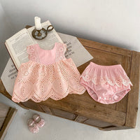 Load image into Gallery viewer, 2 Pieces Set Baby Kid Girls Solid Color Tank Tops And Shorts Wholesale 24080280
