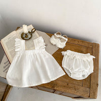 Load image into Gallery viewer, 2 Pieces Set Baby Kid Girls Solid Color Tank Tops And Shorts Wholesale 24080286
