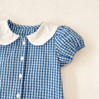 Load image into Gallery viewer, 2 Pieces Set Baby Kid Girls Checked Tops And Solid Color Shorts Wholesale 24080287
