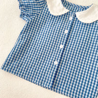 Load image into Gallery viewer, 2 Pieces Set Baby Kid Girls Checked Tops And Solid Color Shorts Wholesale 24080287
