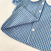 Load image into Gallery viewer, 2 Pieces Set Baby Kid Girls Checked Tops And Solid Color Shorts Wholesale 24080287
