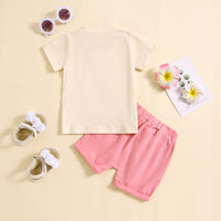 Load image into Gallery viewer, 2 Pieces Set Baby Kid Girls Letters Tops And Solid Color Shorts Wholesale 24080294

