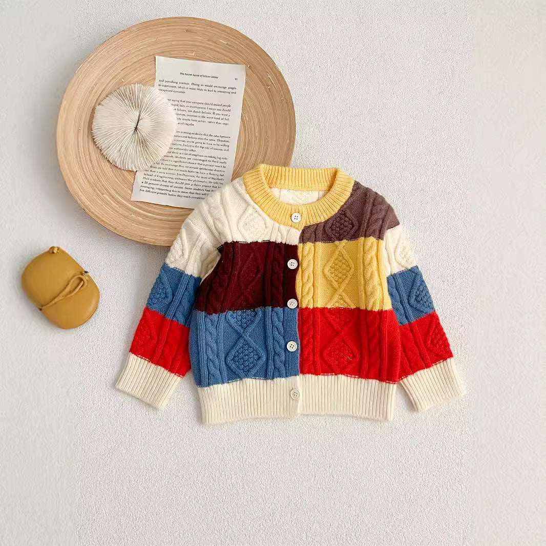 Baby Kid Girls Boys Color-blocking Cardigan Wholesale 240913113