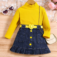 Load image into Gallery viewer, 2 Pieces Set Baby Kid Girls Solid Color Crochet Tops And Skirts Wholesale 24091312
