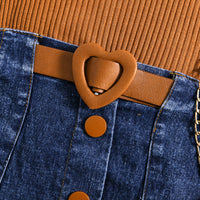 Load image into Gallery viewer, 2 Pieces Set Baby Kid Girls Solid Color Crochet Tops And Skirts Wholesale 24091312
