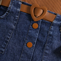 Load image into Gallery viewer, 2 Pieces Set Baby Kid Girls Solid Color Crochet Tops And Skirts Wholesale 24091312
