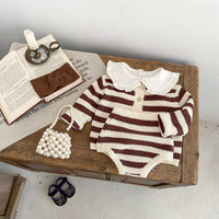 Load image into Gallery viewer, 2 Pieces Set Baby Kid Girls Autumn Winter Striped Cardigan And Shorts Wholesale 240913223
