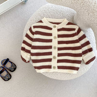 Load image into Gallery viewer, 2 Pieces Set Baby Kid Girls Autumn Winter Striped Cardigan And Shorts Wholesale 240913223
