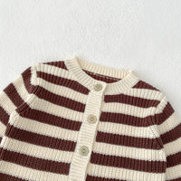 Load image into Gallery viewer, 2 Pieces Set Baby Kid Girls Autumn Winter Striped Cardigan And Shorts Wholesale 240913223
