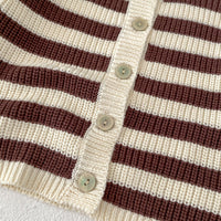 Load image into Gallery viewer, 2 Pieces Set Baby Kid Girls Autumn Winter Striped Cardigan And Shorts Wholesale 240913223

