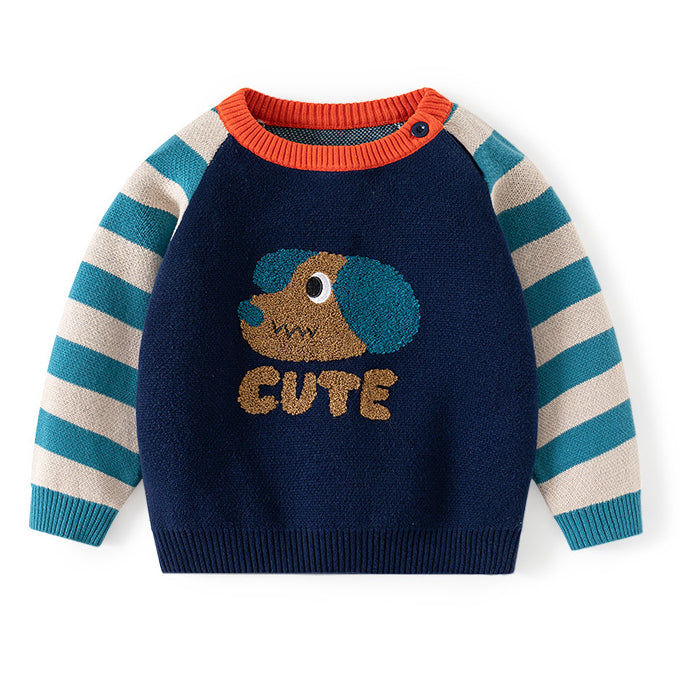 Baby Kid Boys Striped Color-blocking Animals Sweaters Wholesale 24091343