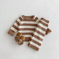 Load image into Gallery viewer, Baby Kid Girls Striped Color-blocking Tops And Pants Wholesale 24091363
