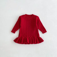 Load image into Gallery viewer, Baby Kid Girls Solid Color Crochet Dresses Wholesale 24091366
