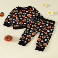 Load image into Gallery viewer, 2 Pieces Set Baby Kid Girls Boys Halloween Flower Tops And Pants Wholesale 24092601
