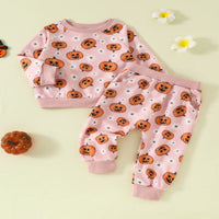 Load image into Gallery viewer, 2 Pieces Set Baby Kid Girls Boys Halloween Flower Tops And Pants Wholesale 24092601
