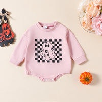 Load image into Gallery viewer, Baby Girls Checked Print Halloween Rompers Wholesale 24092617
