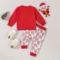 Load image into Gallery viewer, 2 Pieces Set Baby Kid Girls Christmas Letters Embroidered Tops And Star Pants Wholesale 24110103
