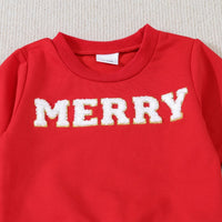Load image into Gallery viewer, 2 Pieces Set Baby Kid Girls Christmas Letters Embroidered Tops And Star Pants Wholesale 24110103
