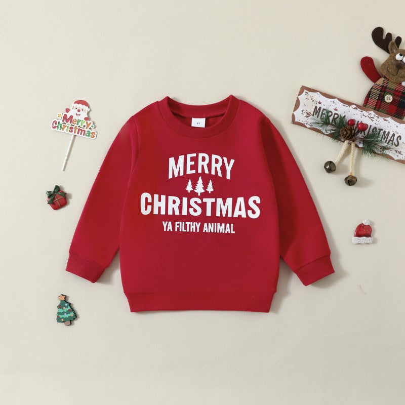 Kid Girls Boys Letters Christmas Tops Wholesale 24110104