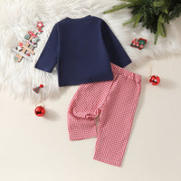Load image into Gallery viewer, 2 Pieces Set Baby Kid Girls Christmas Cartoon Tops And Checked Pants Wholesale 24110108
