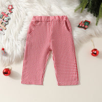 Load image into Gallery viewer, 2 Pieces Set Baby Kid Girls Christmas Cartoon Tops And Checked Pants Wholesale 24110108

